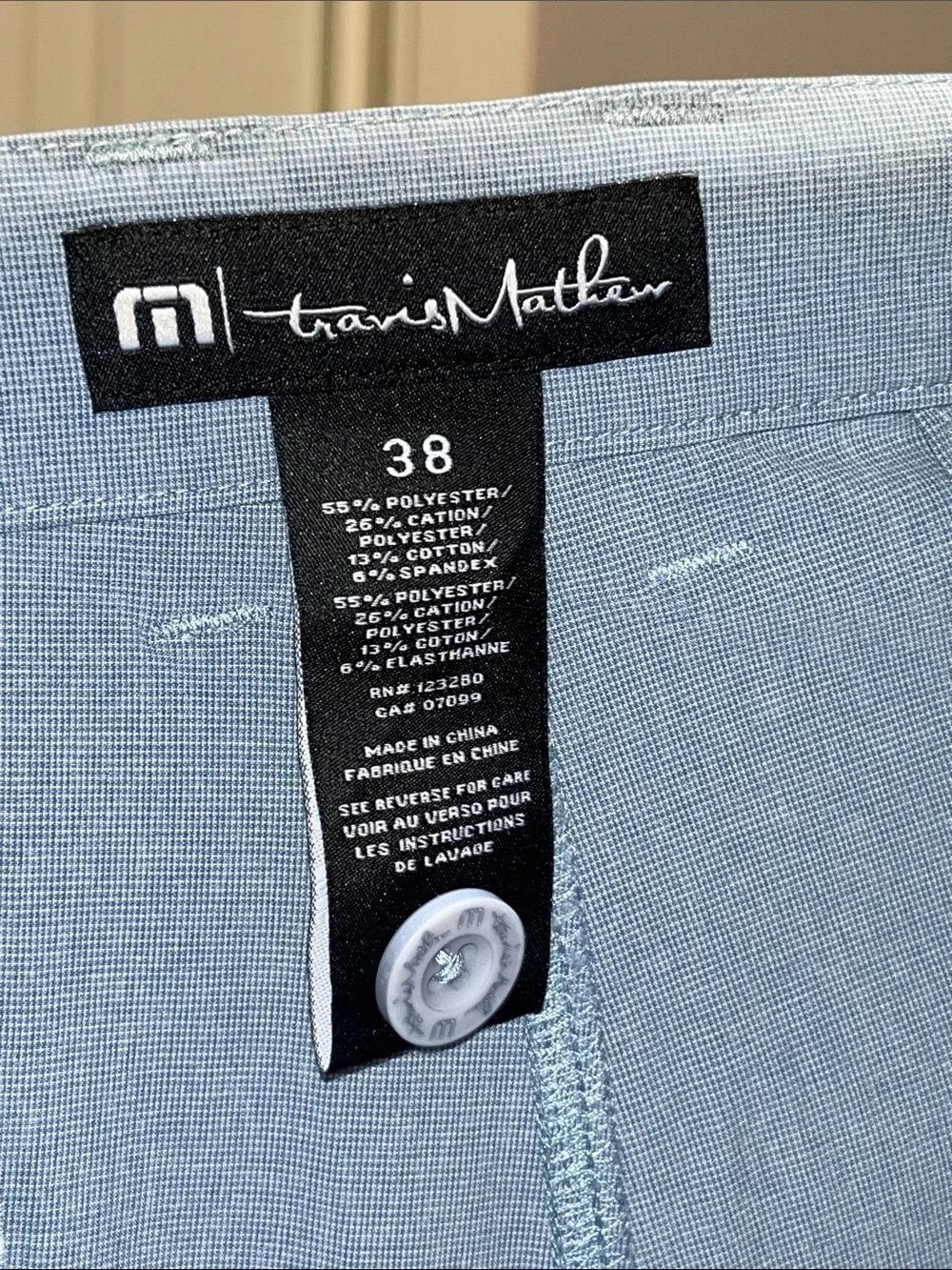 Travis Mathew Slate Blue Flat-Front Chino Shorts